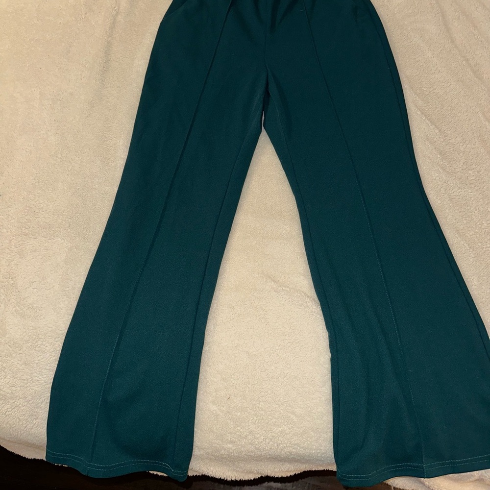 Teal Wide-Leg Pants